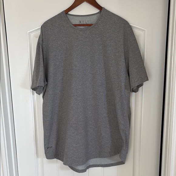 BYLT Drop Cut Gray Crewneck Gym Stretch Short Sleeve Tshirt Mens Size XXL - Picture 2 of 10
